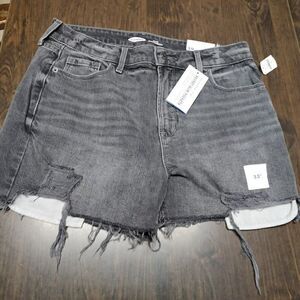 New Old Navy Black High Rise Secret Slim Pockets Distressed De Shorts Women's 10